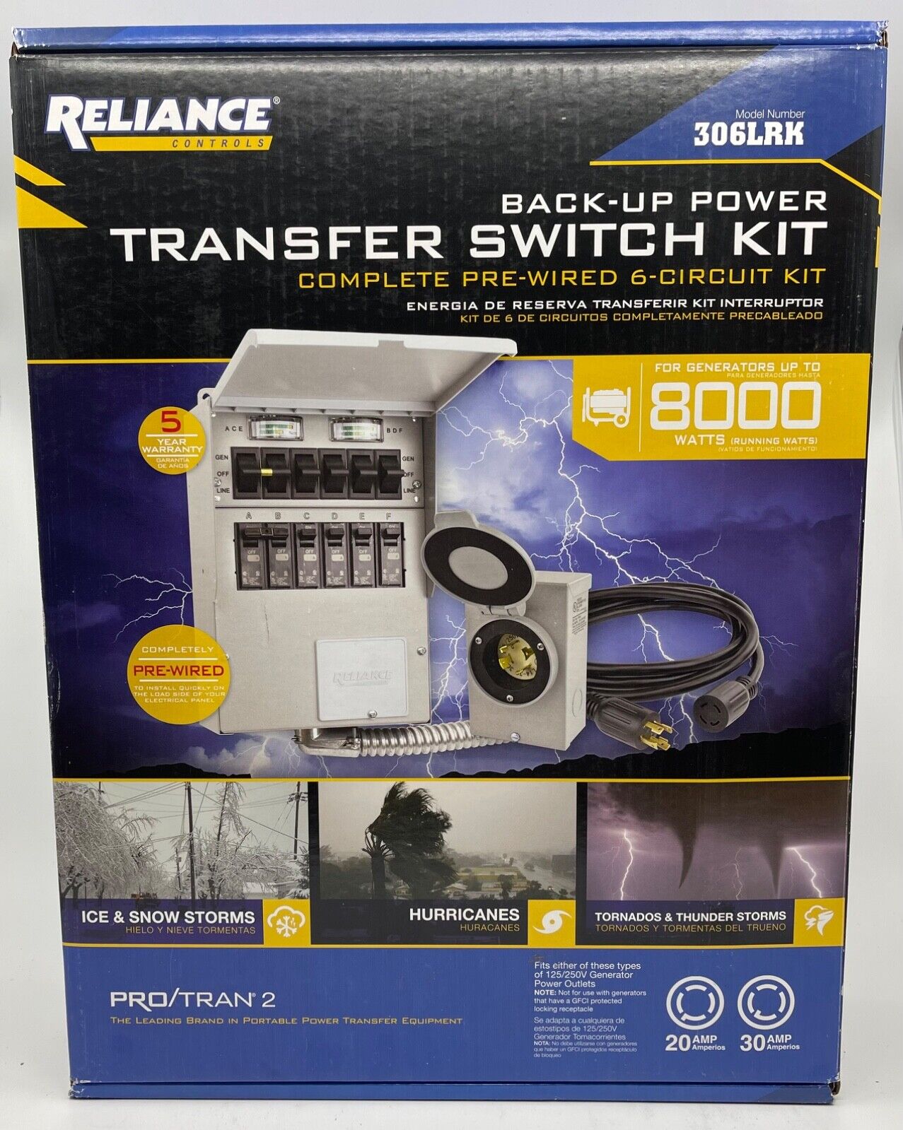 Reliance 8000-Watt 6-Circuit 30A Generator Transfer Switch Kit 306LRK