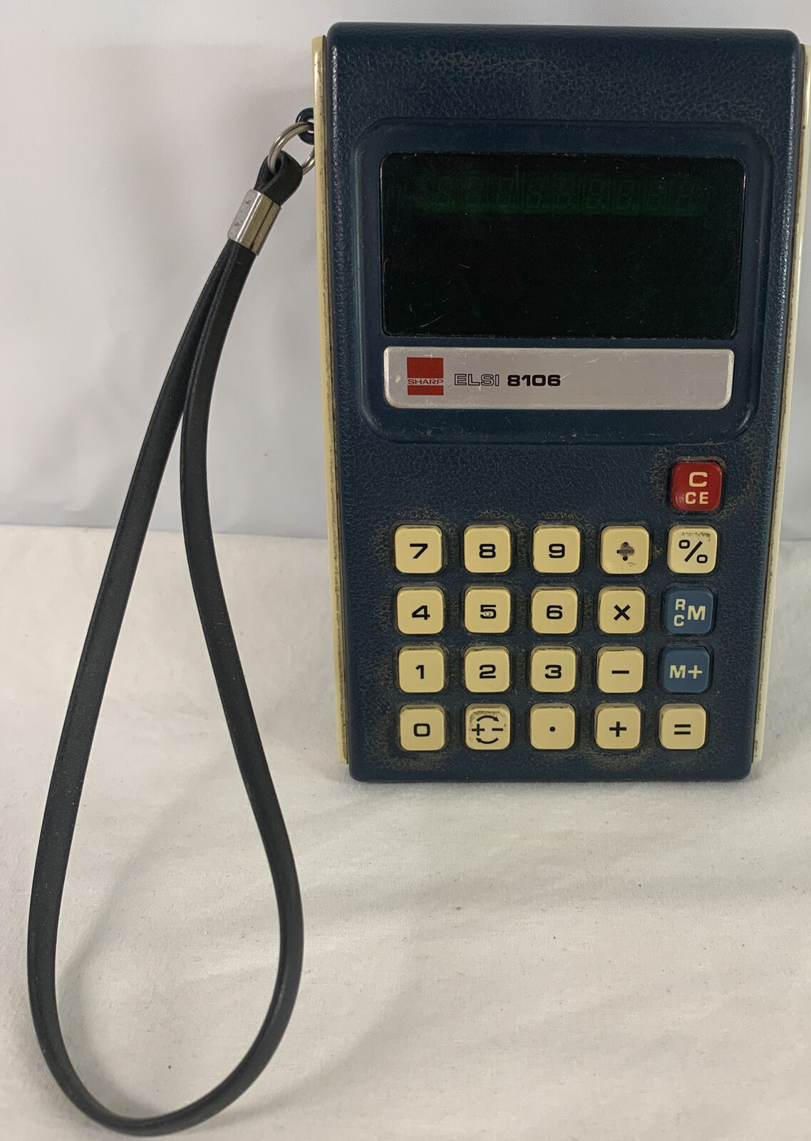 Vintage Sharp ELSI 8106 Calculator Model EL-8106 w/ Power Adapter Made in JAPAN