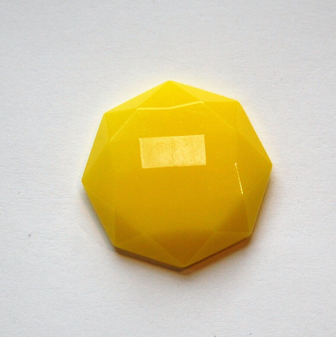 Vintage Opaque Yellow Faceted Octagon Glass Cabochon cab140D