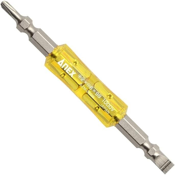 ANEX INSULATION Screwdriver Double-Ended Bit Compat 1000V +2x-6x98mm AZM-2698 JP