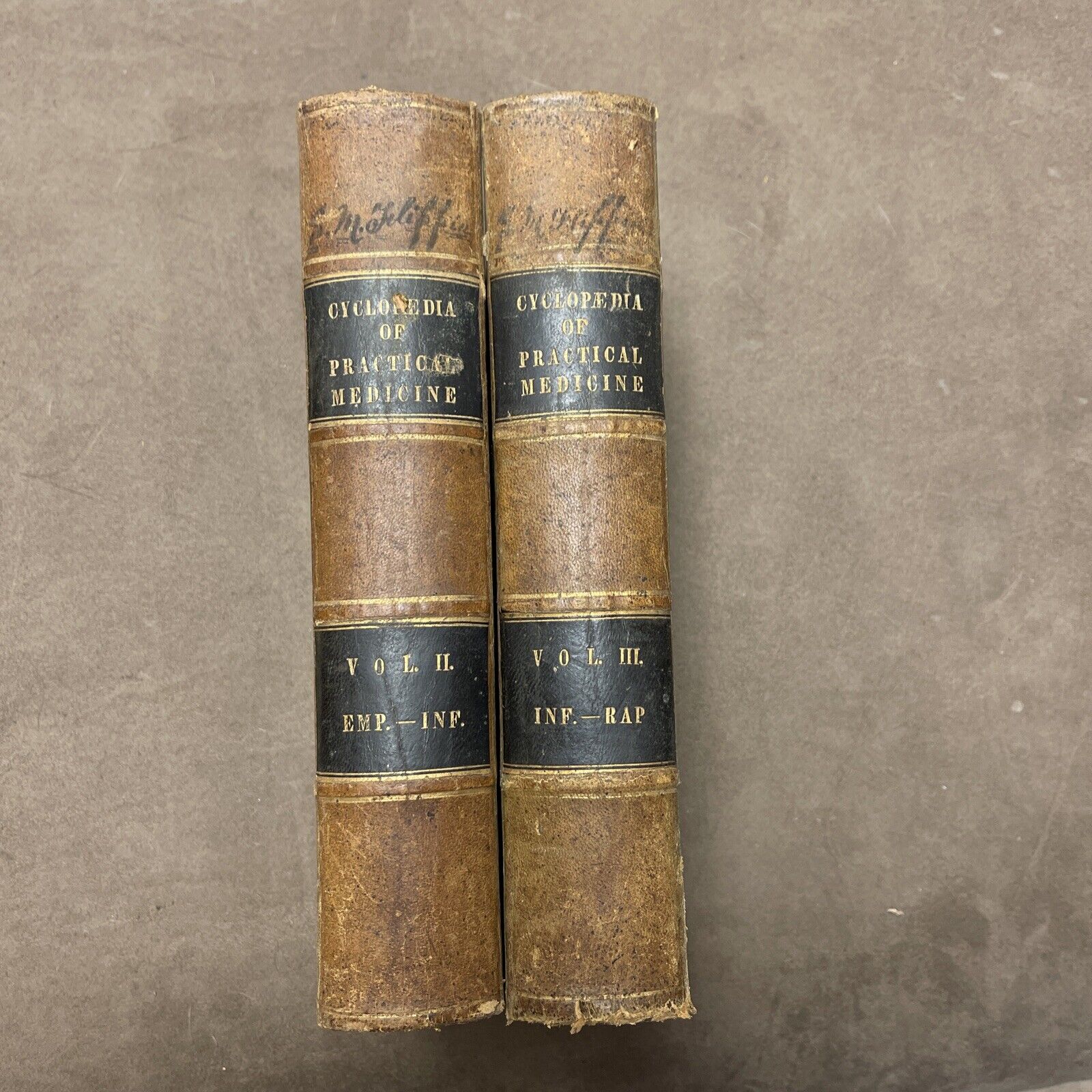 Cyclopedia of Practical Medicine 1854 vol 2 & 3 leatherbound Emp-Inf and Inf-Rap