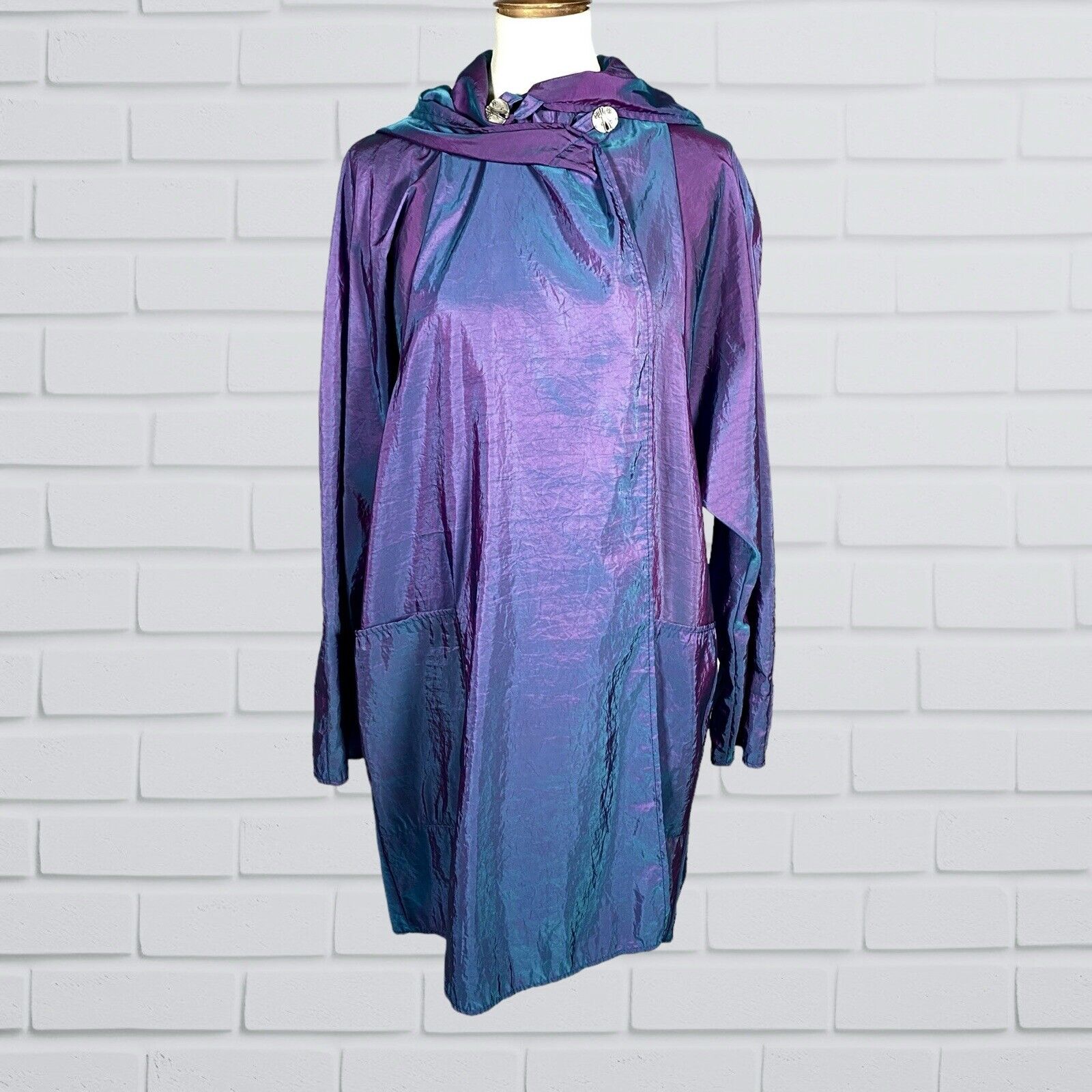 Vintage Maralyce Ferree Womens Coat Iridescent Purple Blue Retro Cloak Jacket