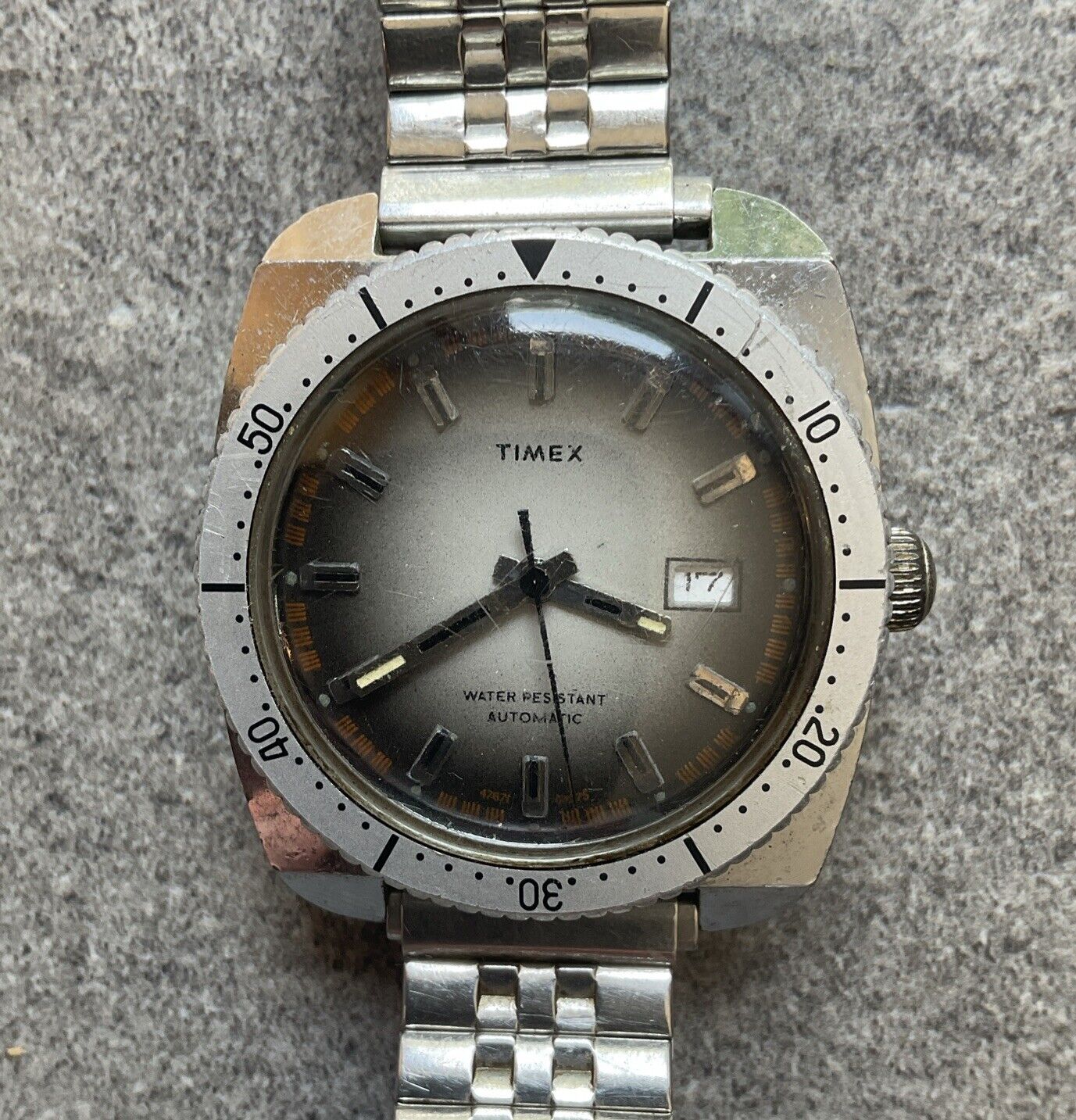 Vintage Timex Viscount Mens Automatic Diver Watch 36mm Case 47671 03275 Bin K