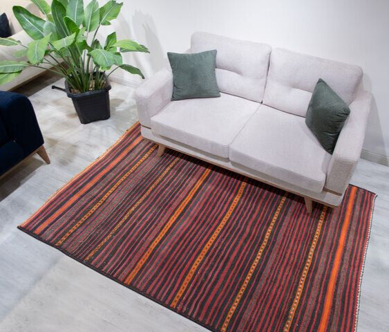 4x7 Vintage Handmade Oriental Striped Purple Wool Kilim Area Rug Classic Carpet 