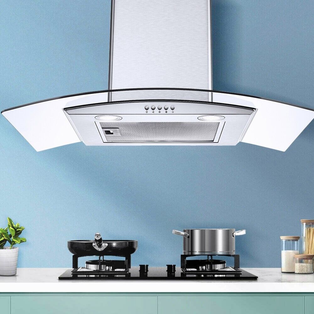 30in Kitchen Wall Mount Range Hood 450CFM Tempered Glass Vented 3-Speed Fan New