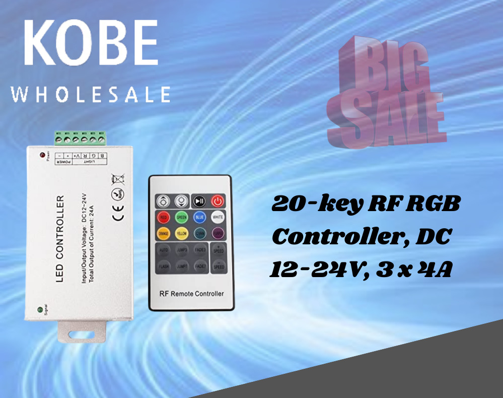 20-key RF RGB Controller, DC 12-24V, 3 x 4A