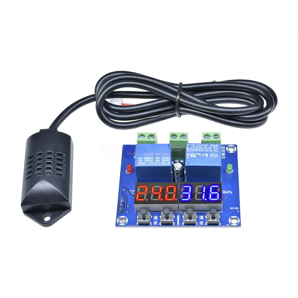 LED Temperature Humidity Control Thermostat + Probe DC 12V XH-M452 Dual Digital 