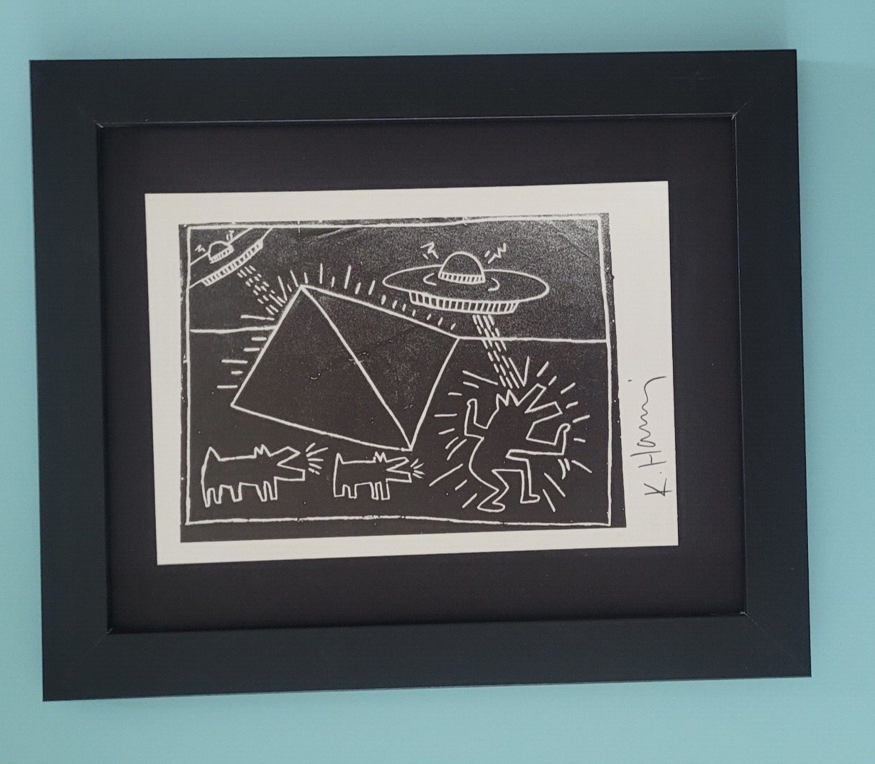 KEITH HARING + SIGNED VINTAGE 1989 PRINT FRAMED + BUY IT NOW