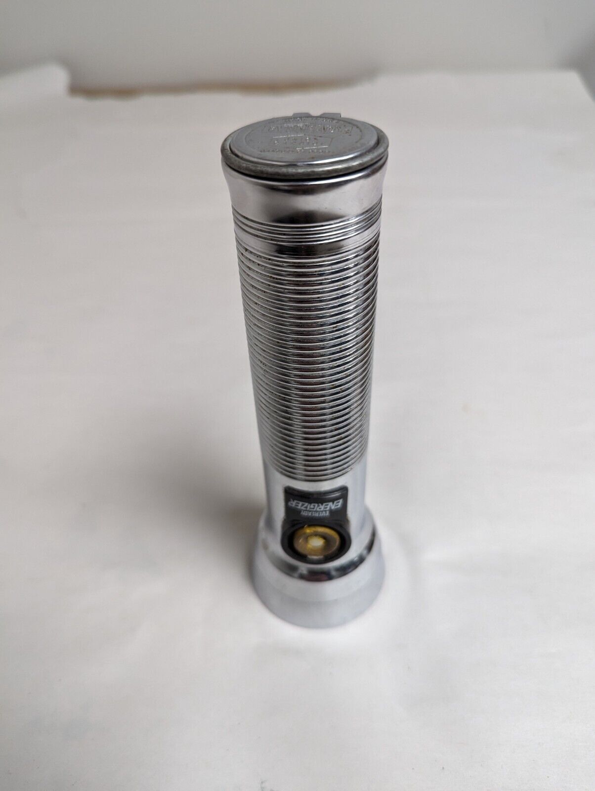 Vintage Eveready Union Carbide 7.5” Flashlight D-cell Tested & Working Metal