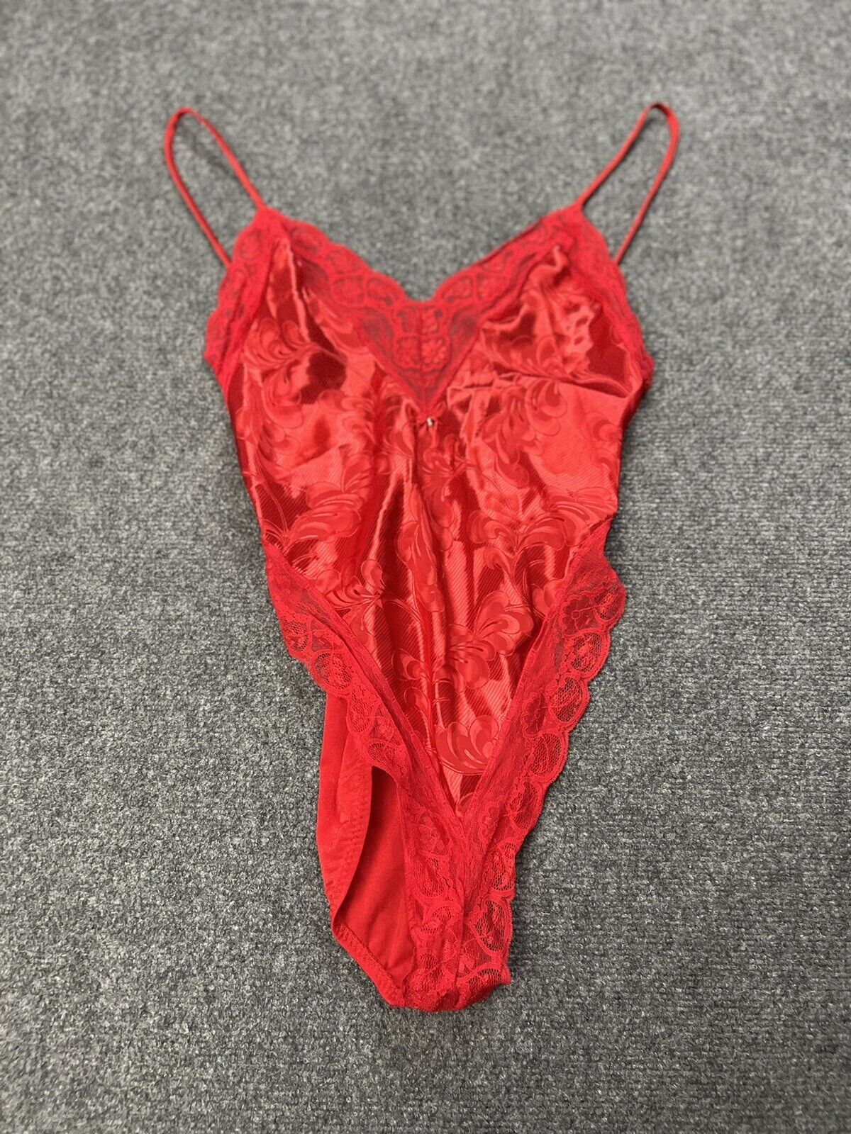 Vintage Madelon Louden Women’s Lingerie Red Teddy Bodysuit Lace Size Small