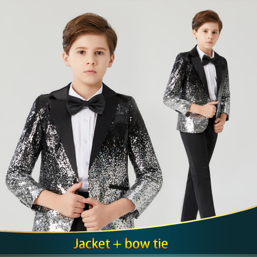 Children's Gradient Sequin Suit  Boys Catwalk Sequins Host Stage Model Clothing
