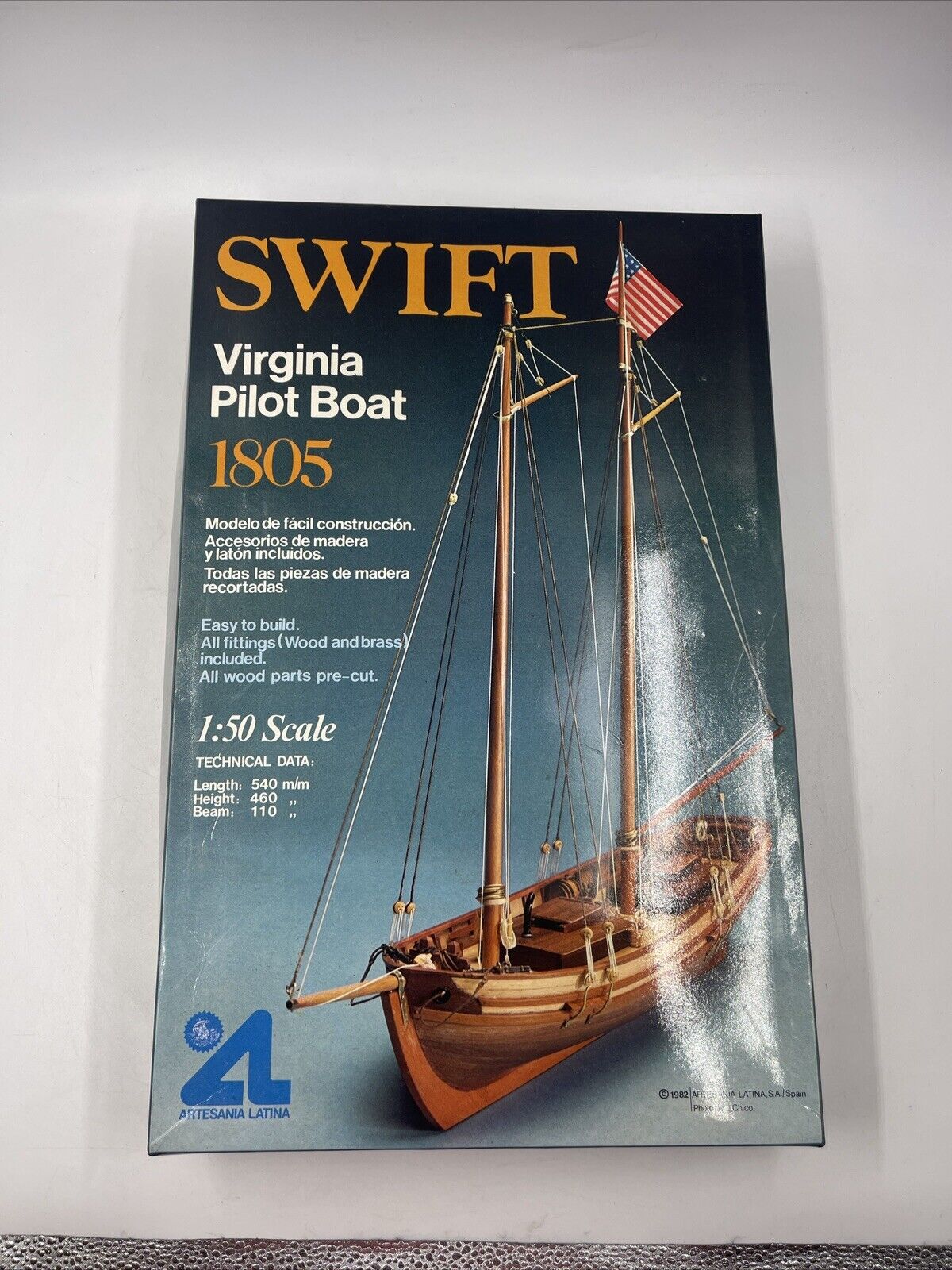 *READ* 1982 Artesania Latina Swift Virginia Pilot Boat 1805 Wood & Brass 1:50 