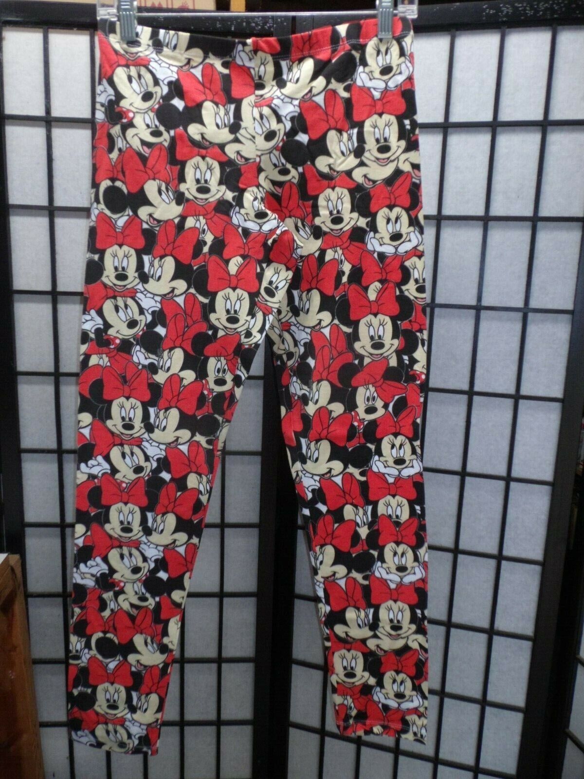 Juniors Disney Minnie Mouse Red Bow Leggings All-Over Print Stretch Size L 11/13