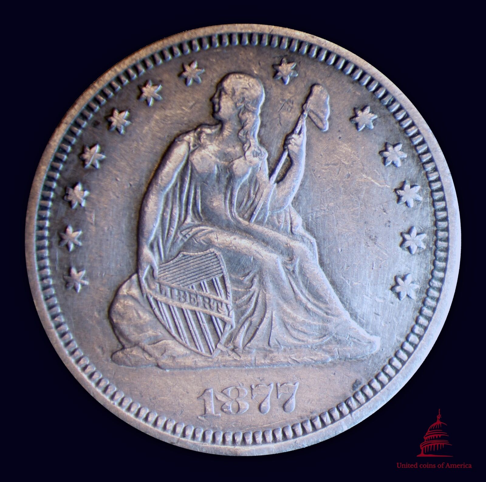 1877-S Liberty Seated 25 Cents