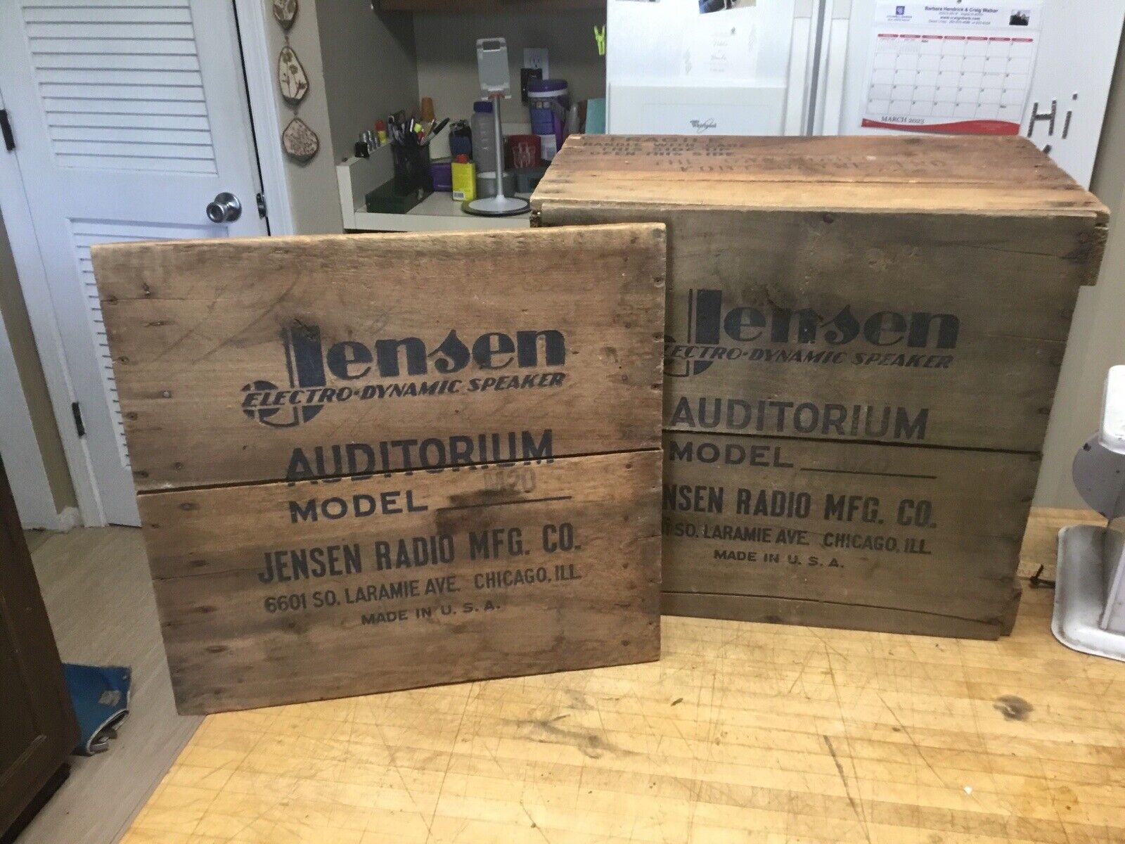 Rare Vintage Jensen M20 Speaker Wood Shipping Crate Primitive Box Capehart,