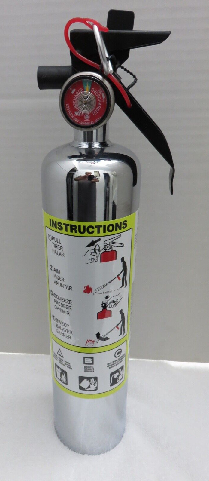 ✅🔥🧯Car Fire Extinguisher 2.5lb chrome W/ Vehicle Bracket ABC NEW 2024 IN BOX