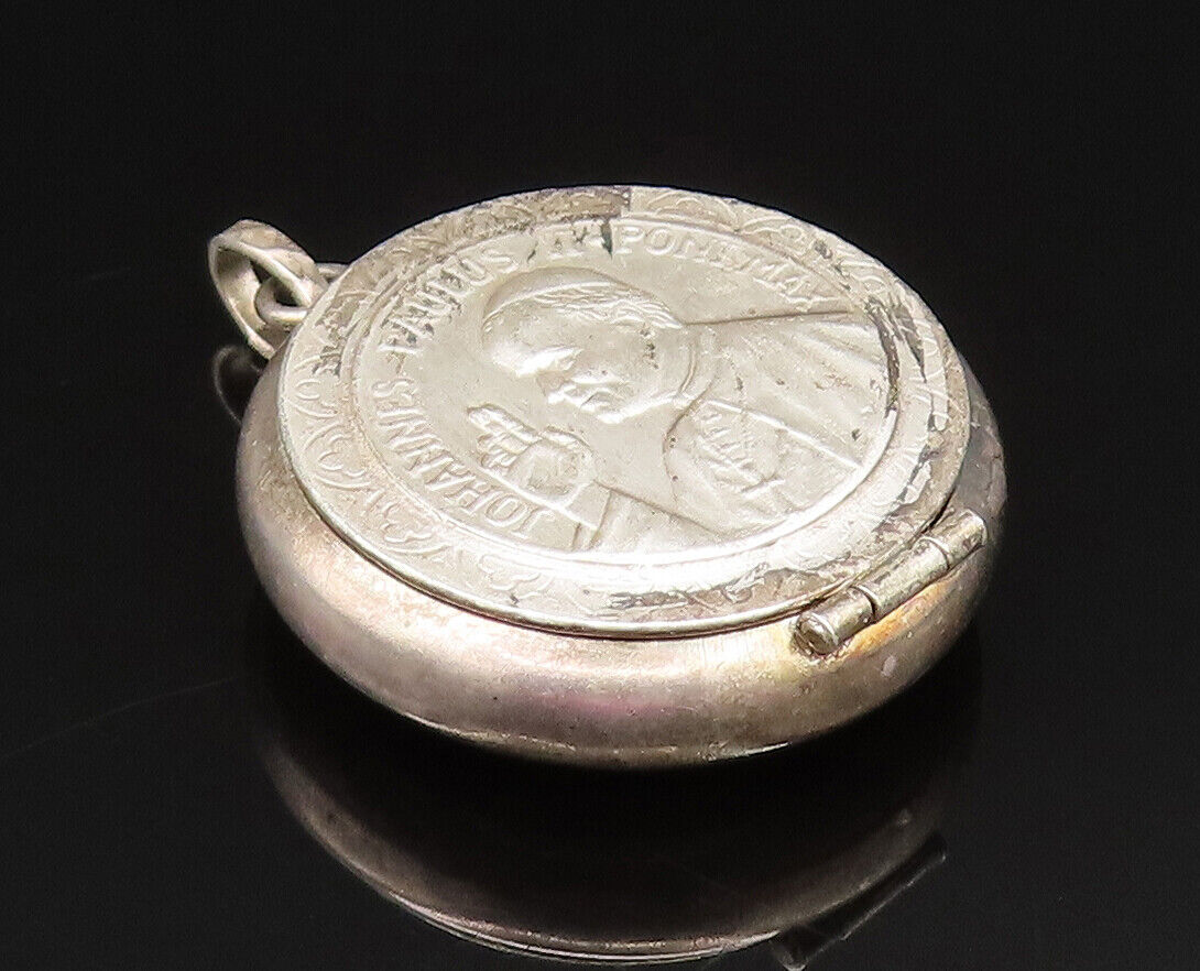 925 Sterling Silver - Vintage Pope Paul John II Pill Box Pendant (OPENS)- TR3343