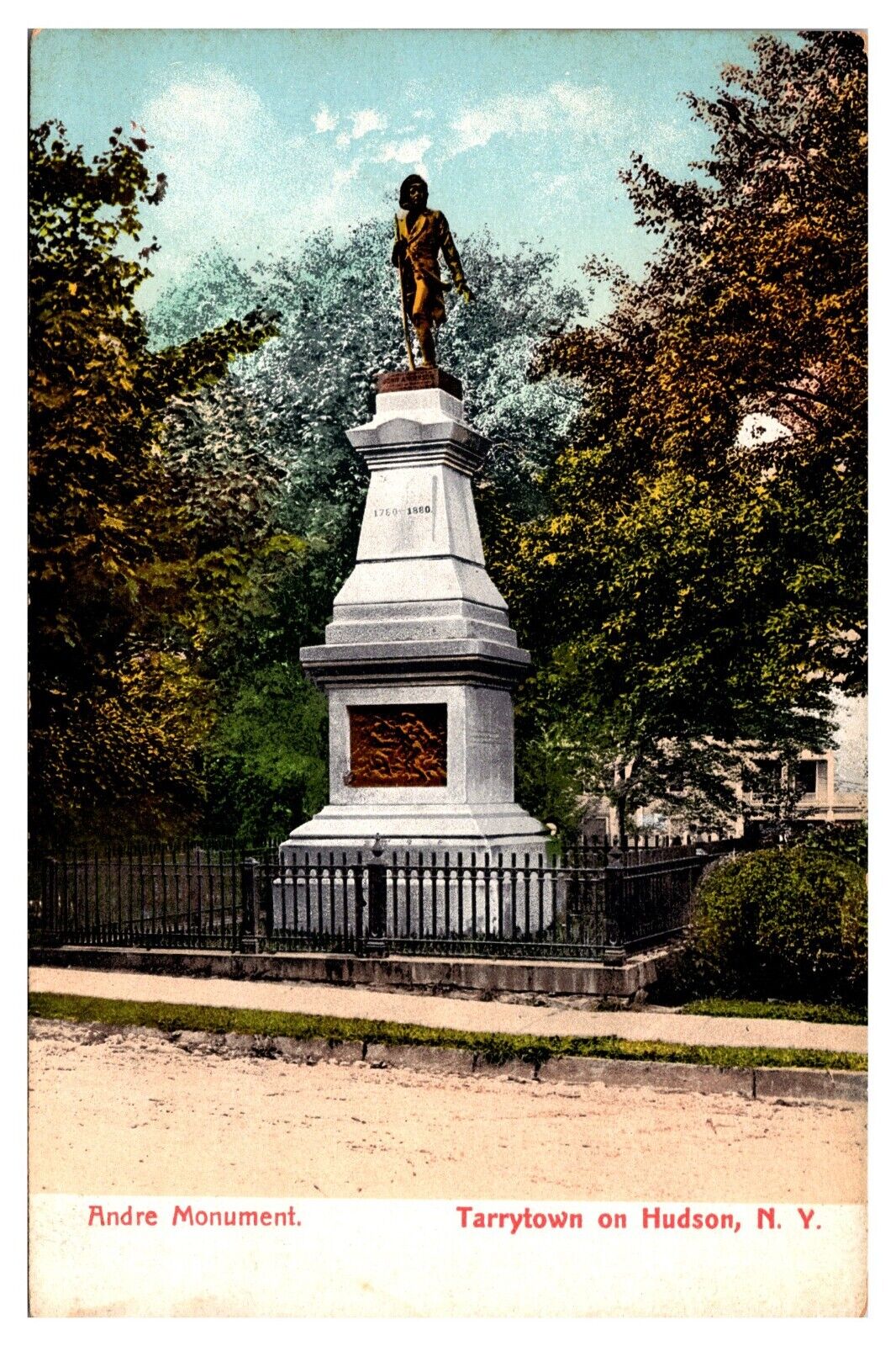 Antique Andre Monument, Tarrytown on Hudson, NY Postcard