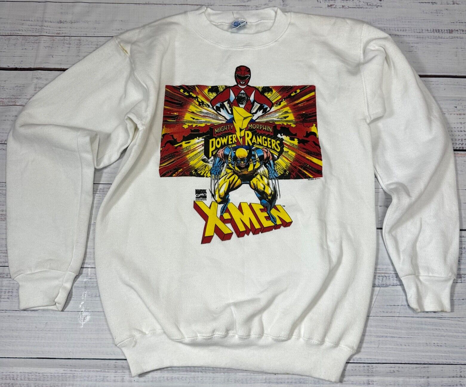 Vintage Mighty Morphing Power Rangers X-Men Sweatshirt Youth Boys 18-20 White