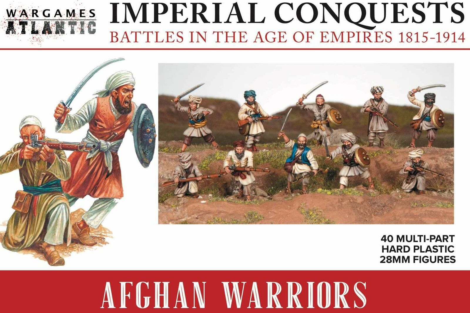 Wargames Atlantic 40 Plastic 28mm Imperial Conquests Afghan Warriors IC001