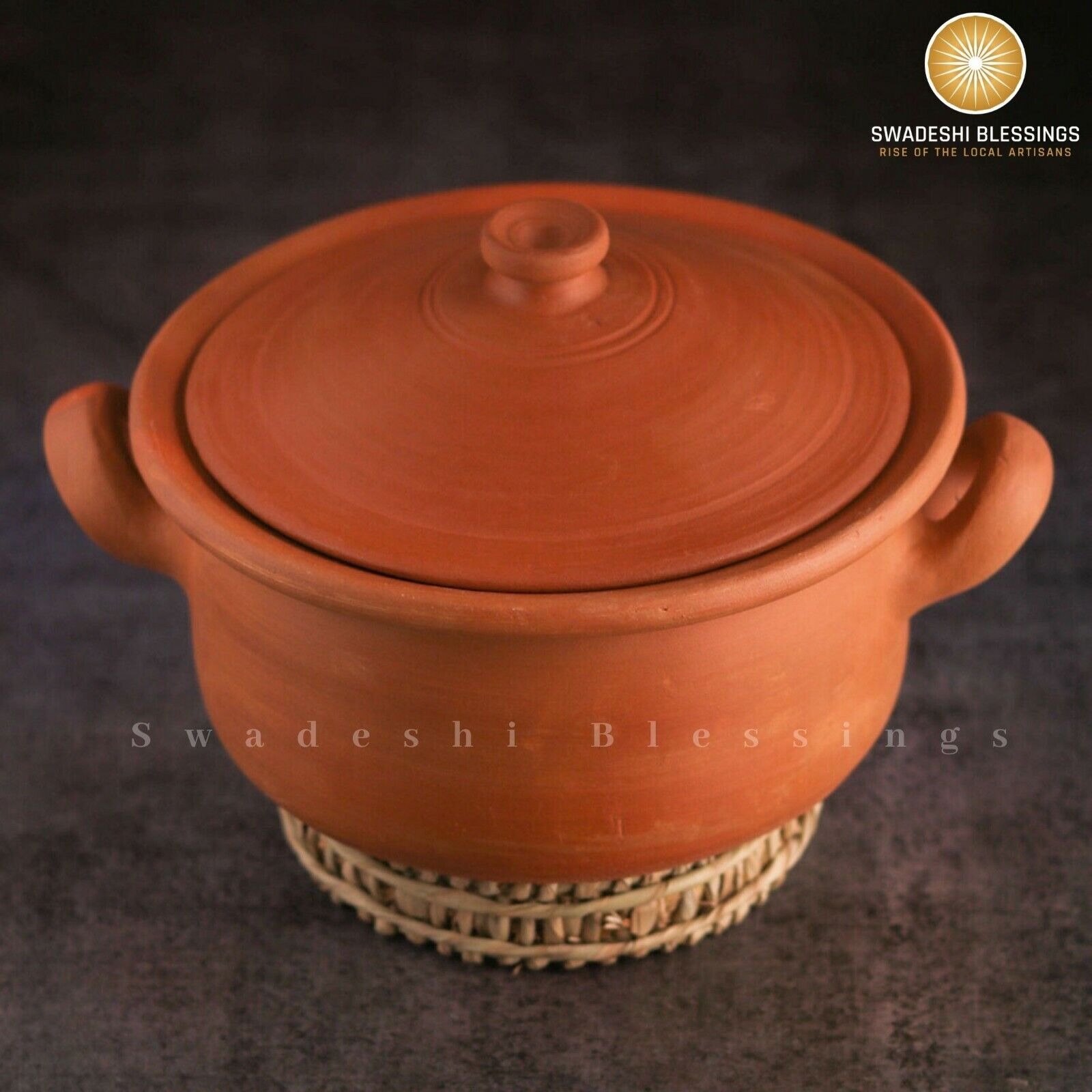 Swadeshi Blessings Unglazed Earthen Cookware/Clay Pot For Cooking With Flat Base