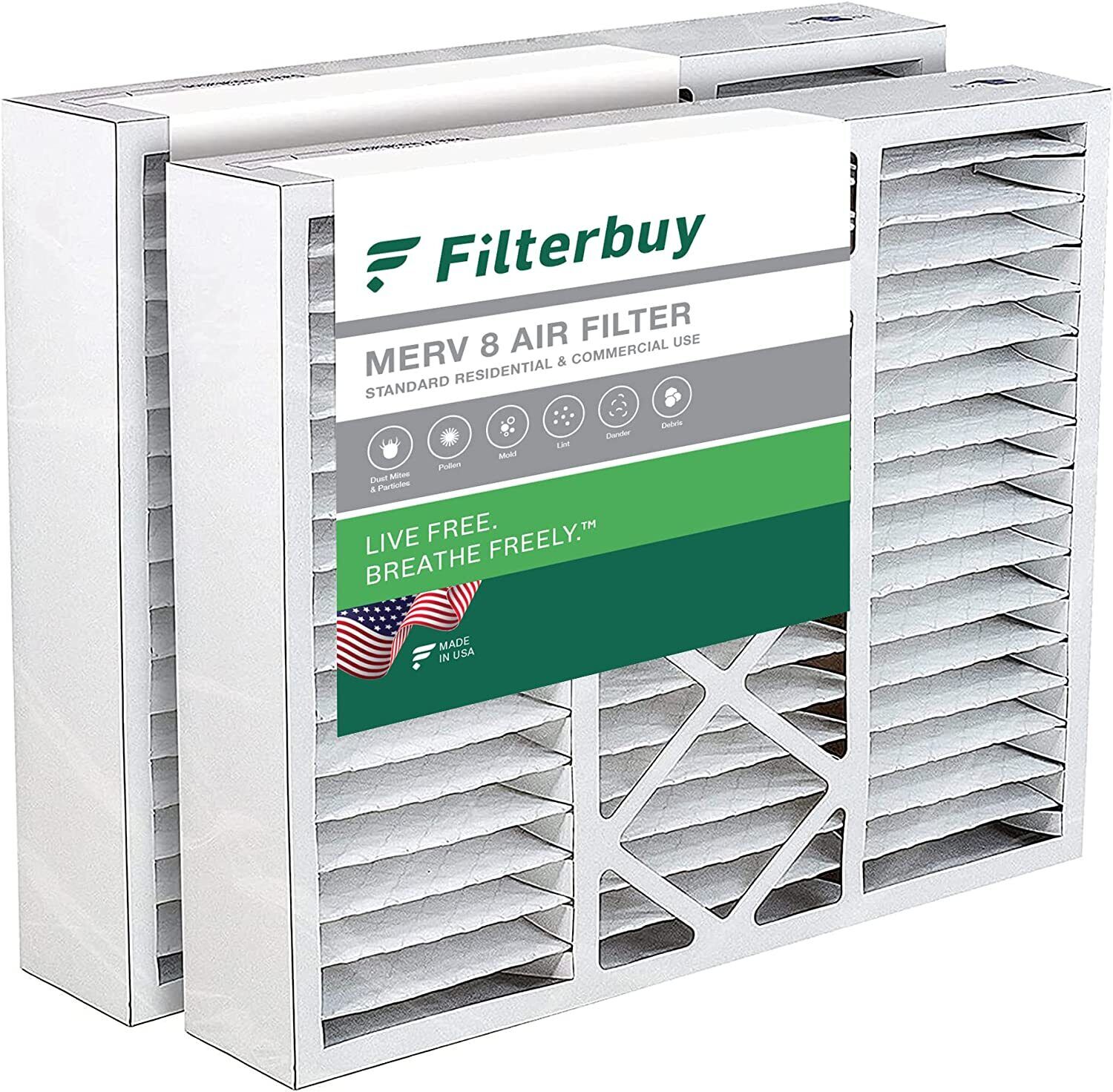 Filterbuy 20x25x5 Air Filters, AC Furnace Replacement for Honeywell (MERV 8)