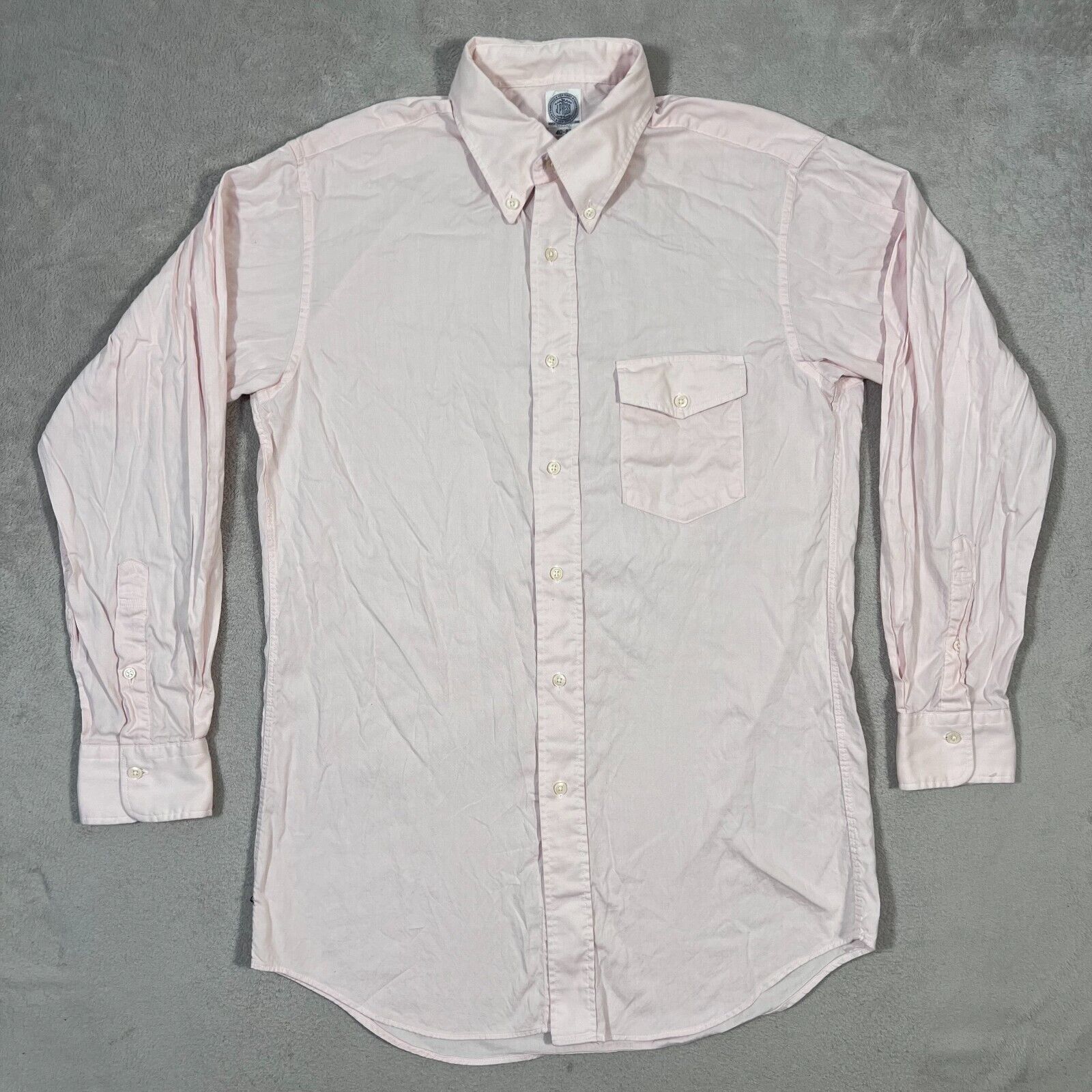 Vintage J Press Shirt Mens Size 40 Pink Pale Button Up Long Sleeve Collared