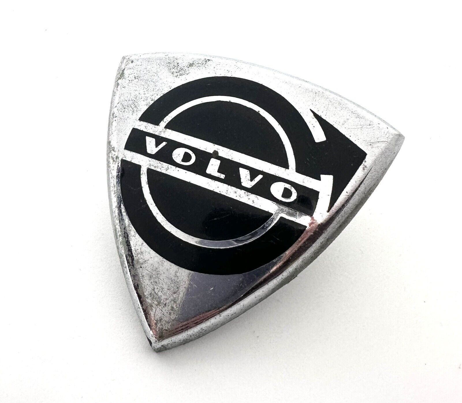 Original Vintage Volvo Chrome & Black Car Badge Emblem.