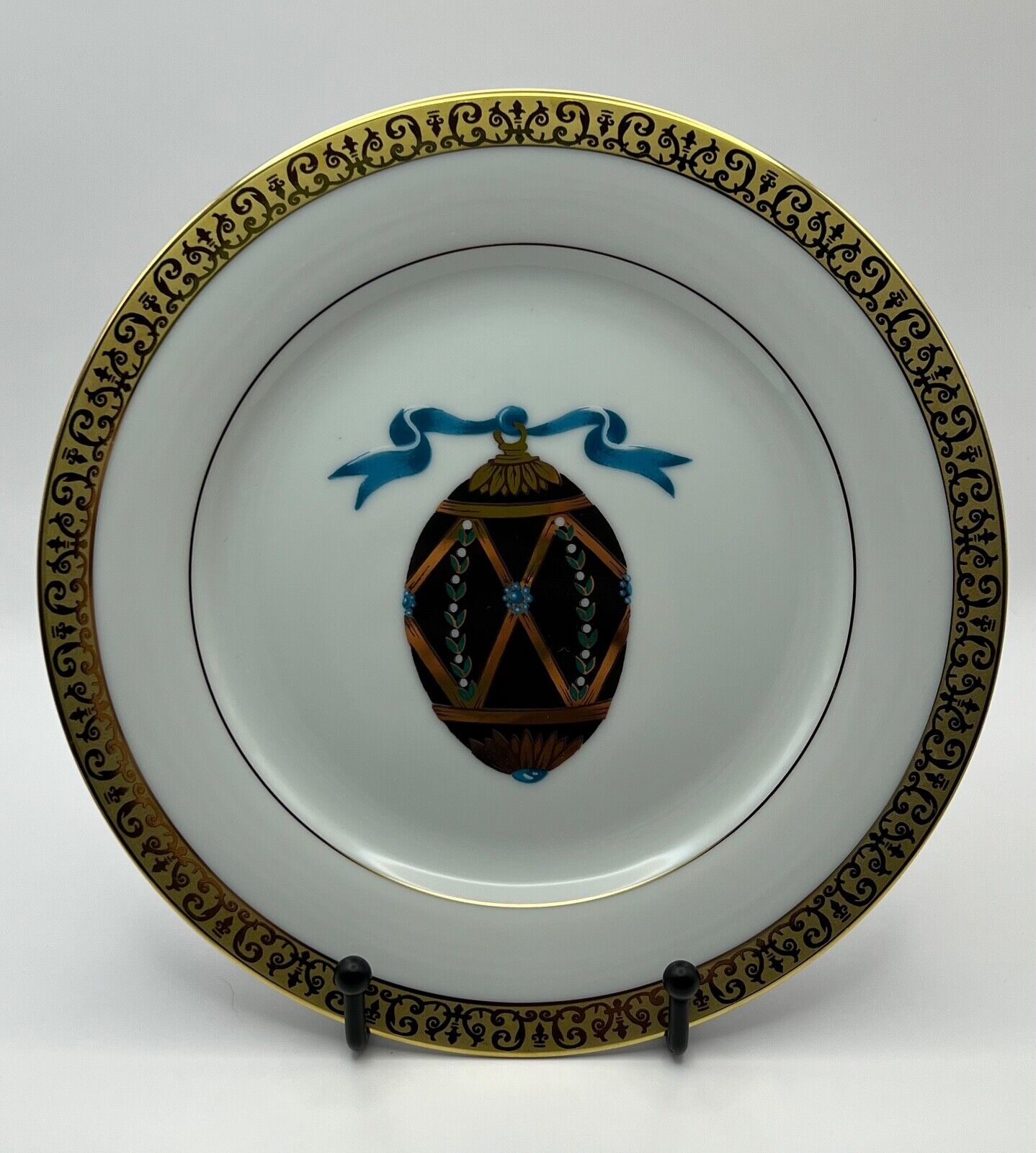 Gold Buffet Faberge Egg Design Dessert Plate(s) by Royal Gallery