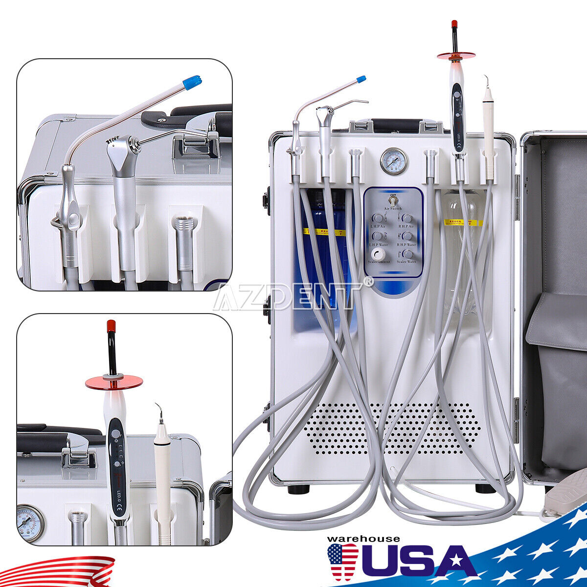 Portable Dental Delivery Unit With Curing Light Ultrasonic Scaler/ Handpiece Kit