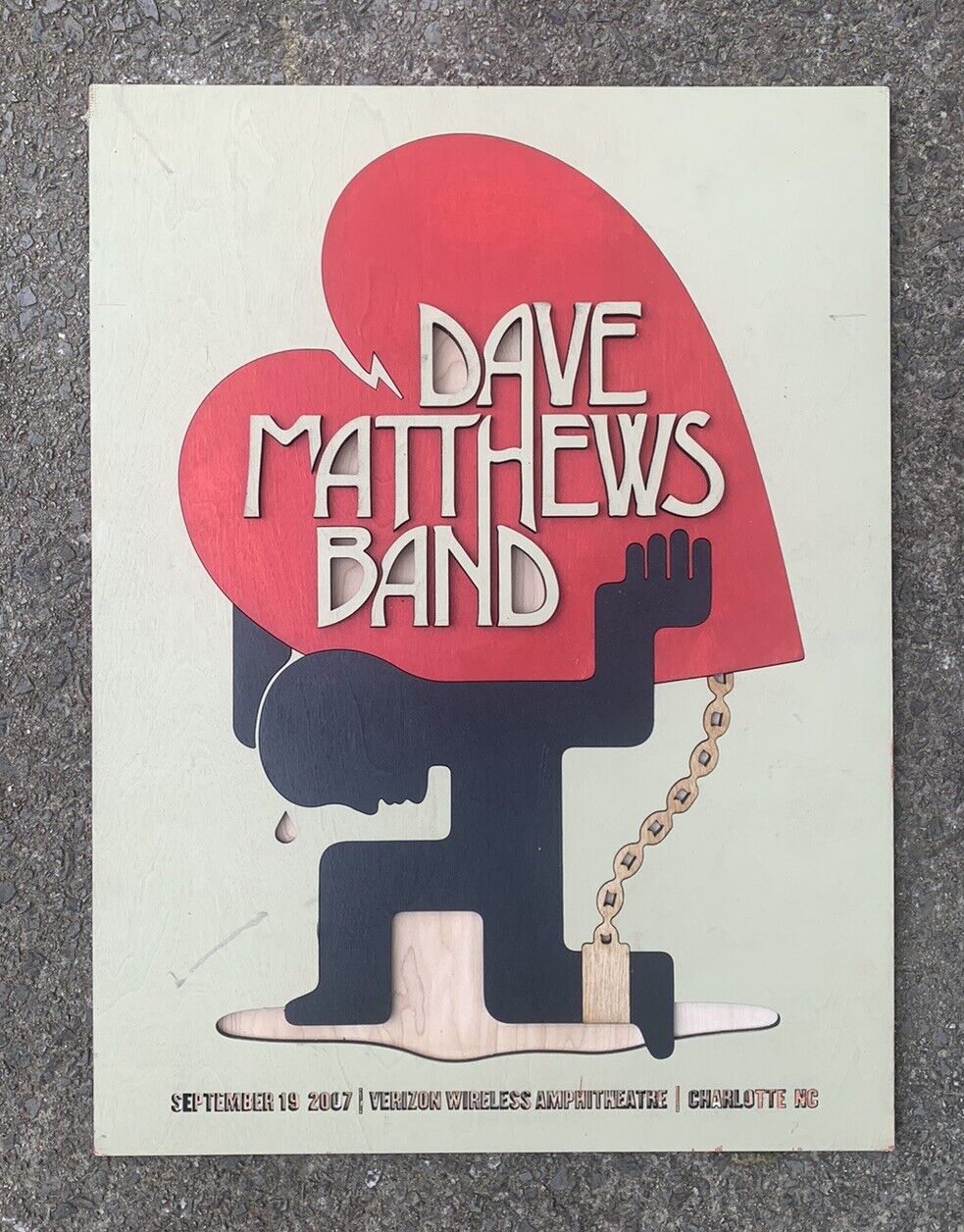 Dave Matthews Band 9/19/2007 Laser Cut Wood Handmade Poster Charlotte NC