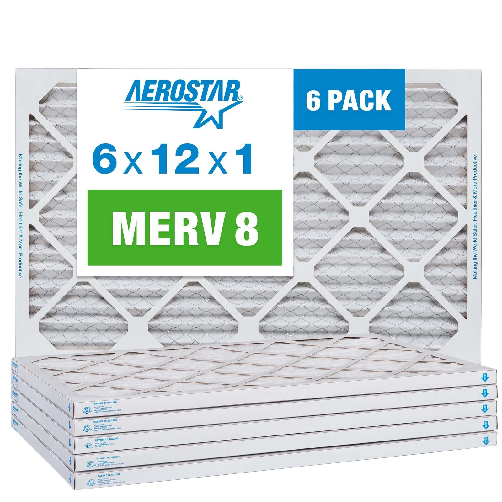Aerostar 6x12x1 MERV 8 Air Filter, 6 Pack (6\