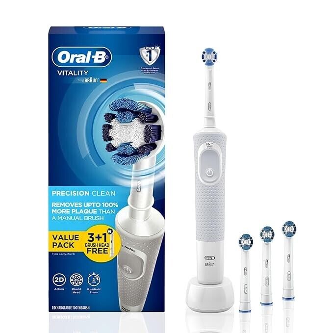 Oral B Vitality Criss Cross Electric Rechargeable Toothbrush with 3+1 Free refil