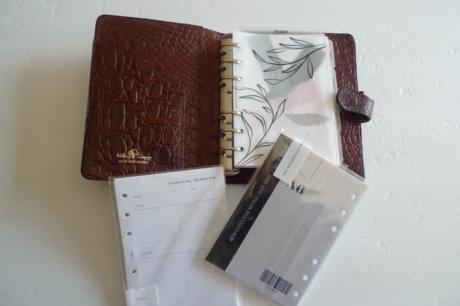 MULBERRY -A6 AGENDA  PLANNER & INSERTS -TEXTURED  NILE LEATHER - MADE IN ENGLAND