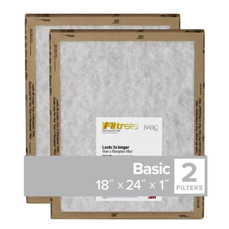 3M FPL21-2PK-24 Filtrete Synthetic Flat Panel Filter 24Hx18Wx1D in. (Pack of 24)