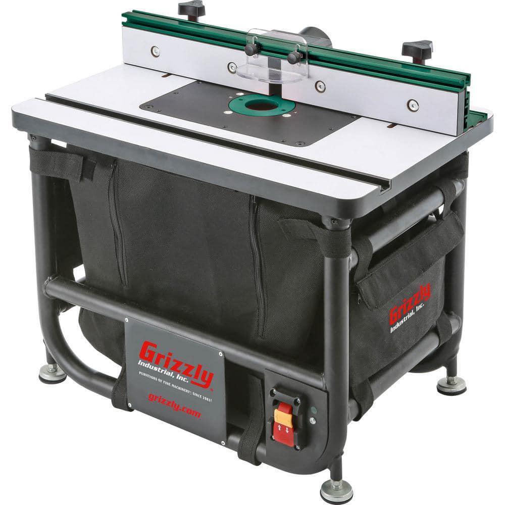 Grizzly Industrial Router Table Portable Tubular Steel+Dust Collection Laminate