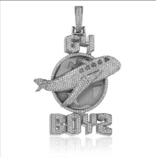 Stunning G-4 Boy With Airoplane Design With White Cubic Zirconia Men\'s Pendant