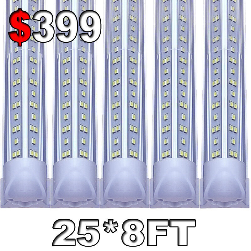 8Ft LED Shop Light 144W 4 Row 96 Inch Cooler Door Freezer LED Tube Fixture 25/PC