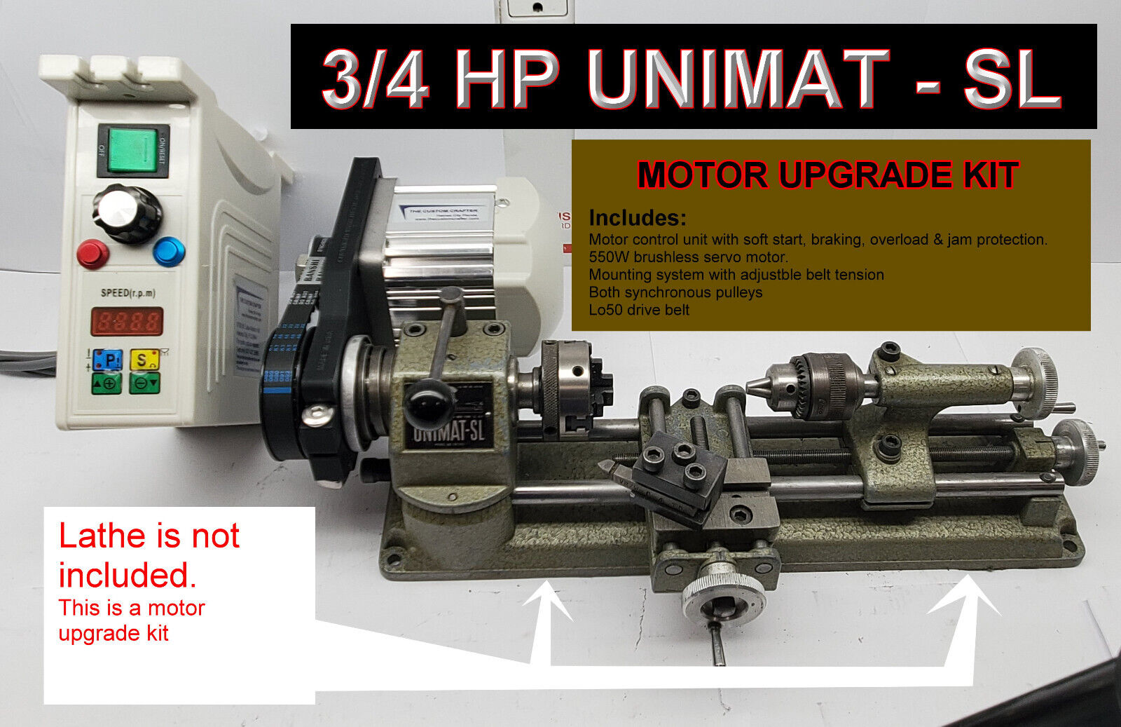 Emco Unimat Lathe 550W Variable Speed Servo Motor Upgrade with instant reverse