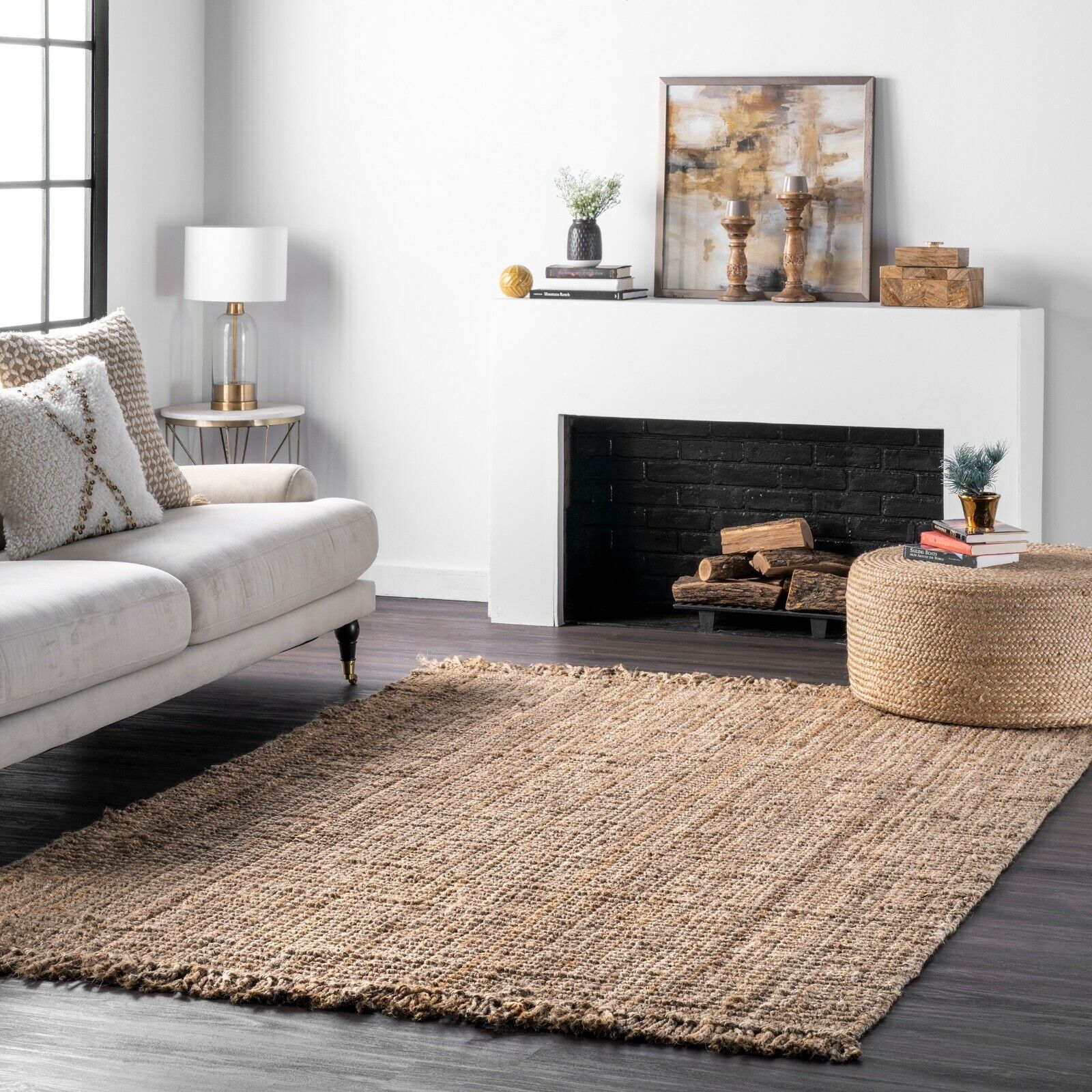 nuLOOM Hand Made Chunky Loop Natural Jute Area Rug in Tan Color