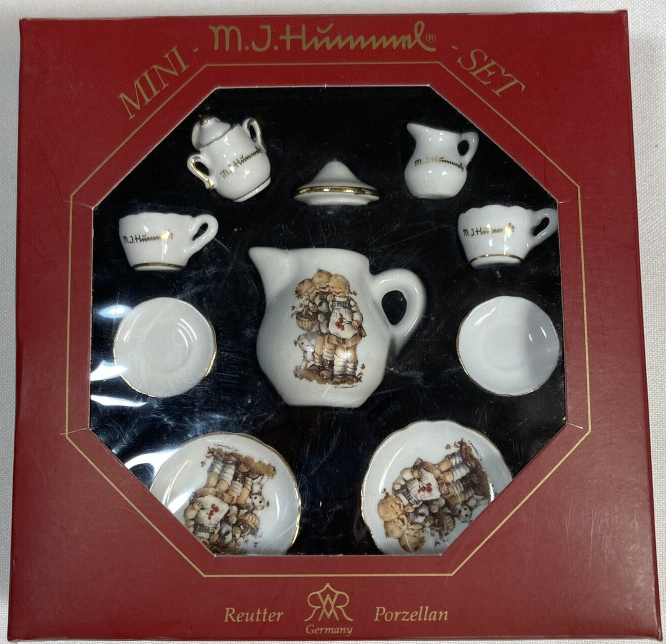 Reutter M.J. Hummel Miniature Dollhouse Porcelain Tea Set Made in Germany