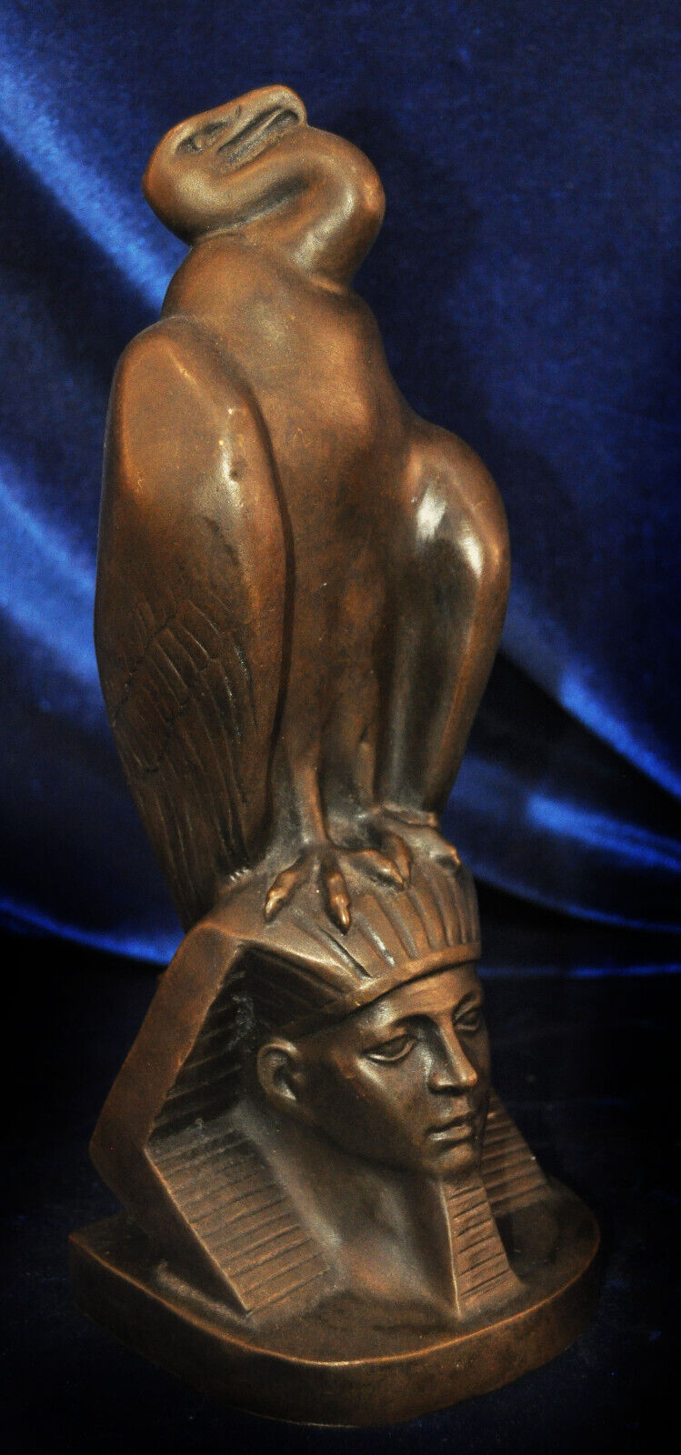 EGYPTIAN BRONZE SPHINX VULTURE DECO WINGED ORMOLU FRENCH BUST REVIVAL