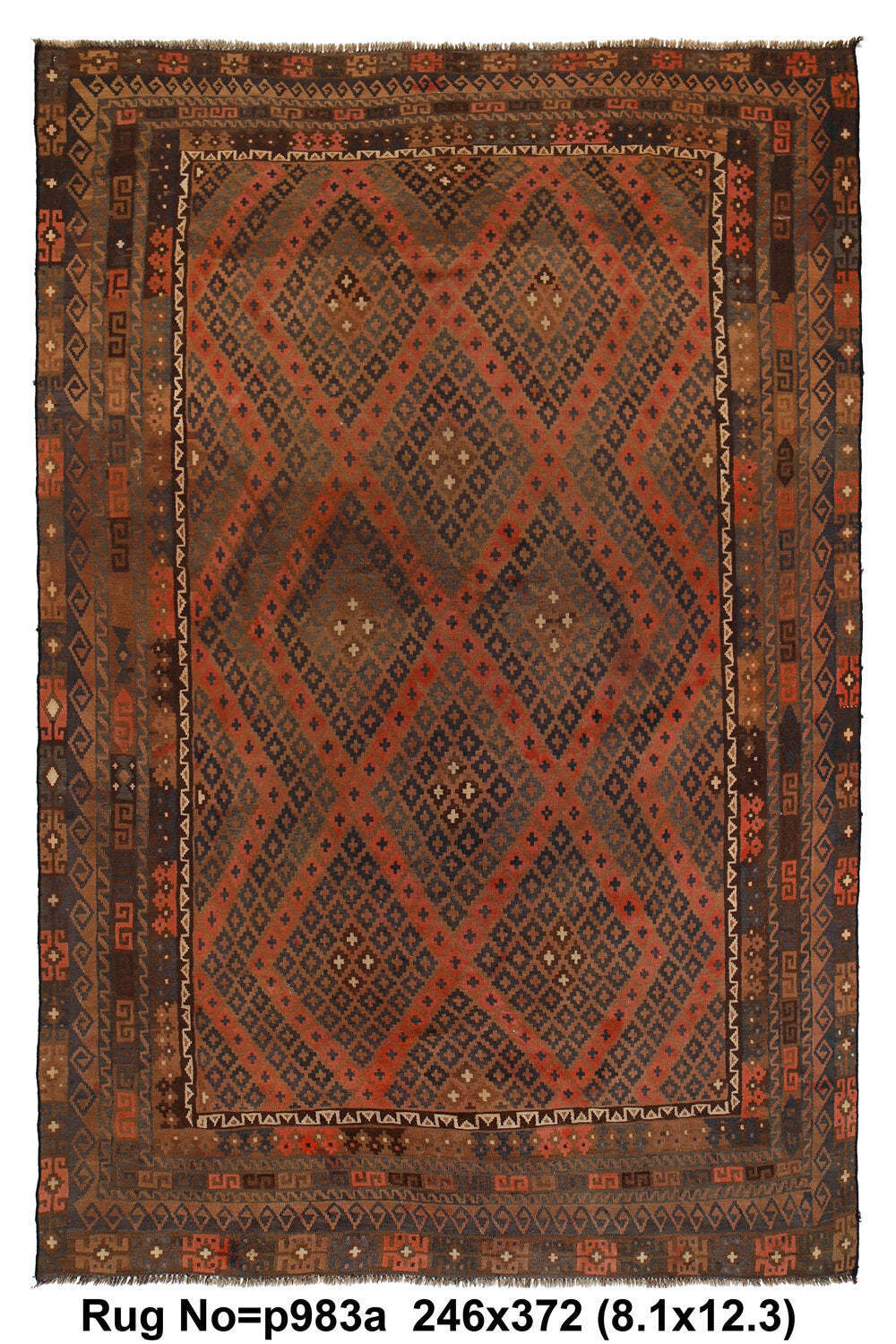 Vintage 8' x 12' Handmade Ghalmouri kilim Rug #P983