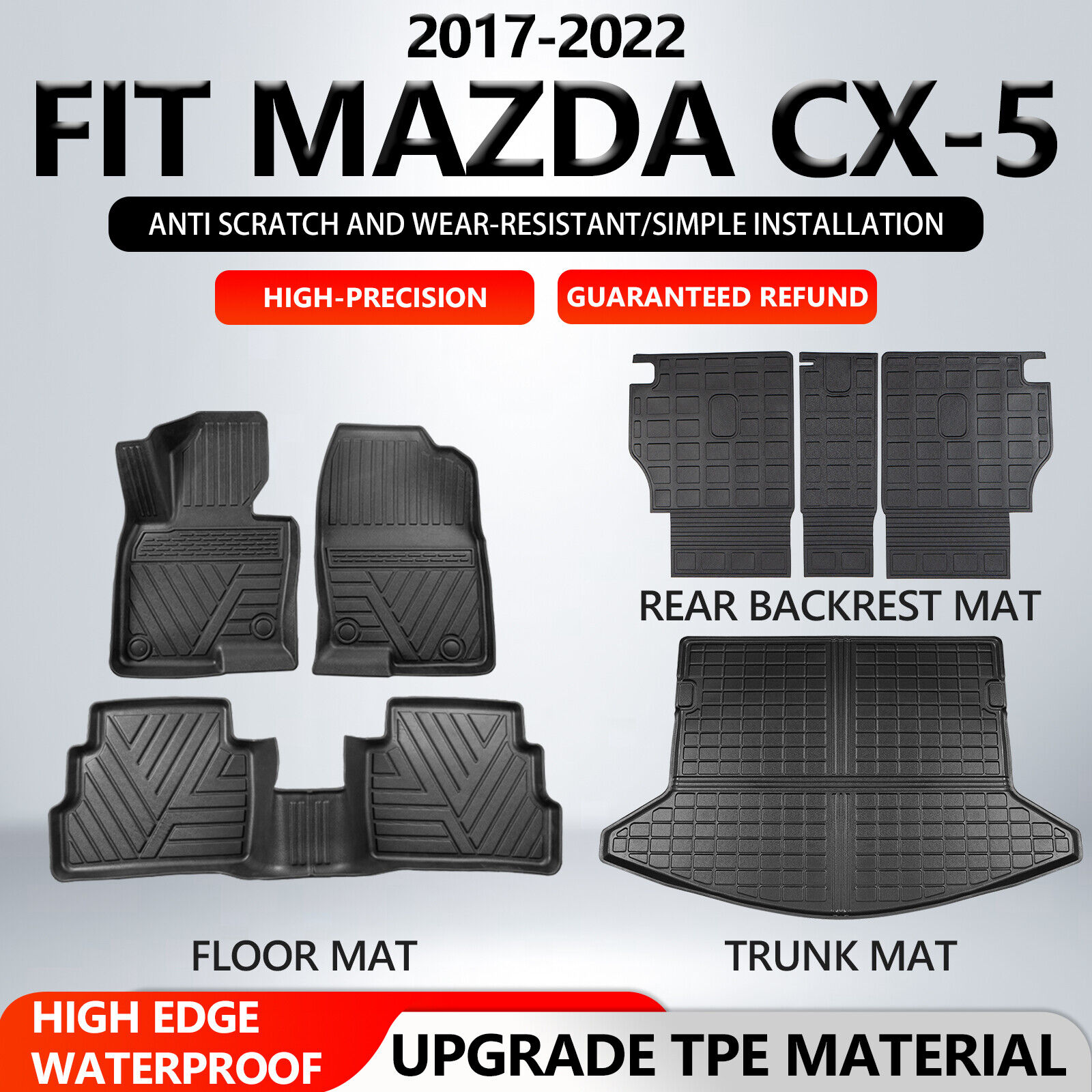 For 2017-2022 Mazda CX-5 Floor Mats Cargo Mats Backrest Mats Trunk Liners TPE