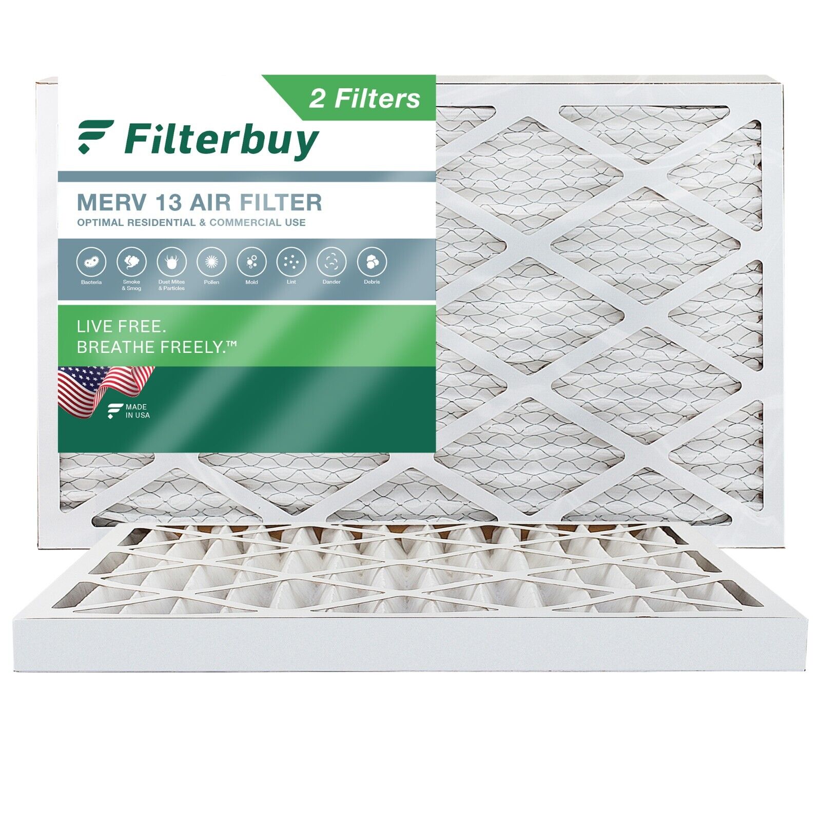 Filterbuy 14x25x2 Pleated Air Filters, Replacement for HVAC AC Furnace (MERV 13)