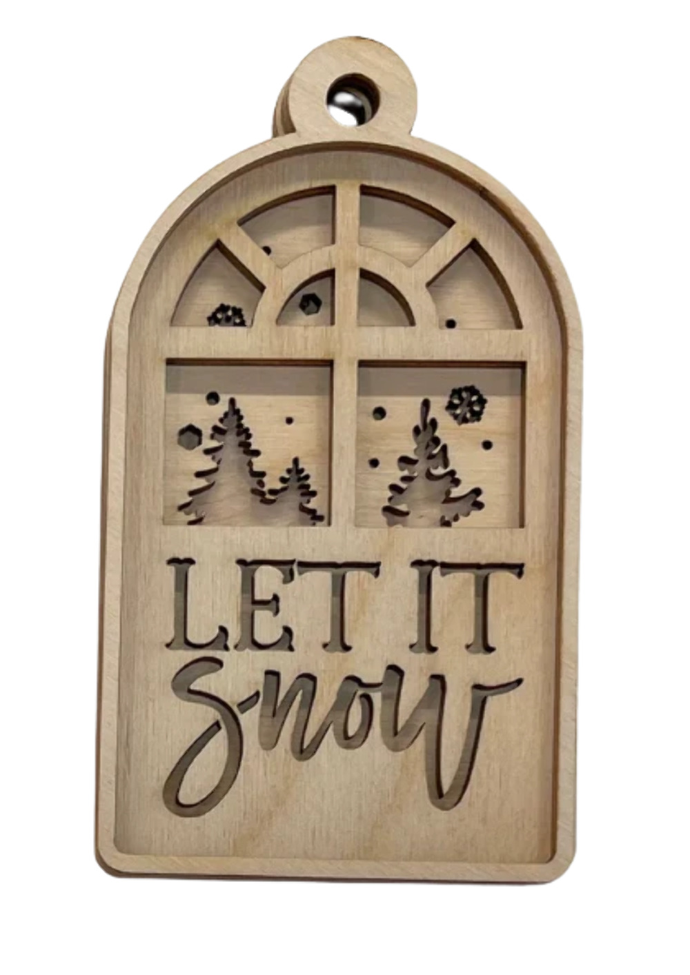Christmas Let it Snow Window Ornament 4 Pieces Laser Cut Out Unfinished ORN63