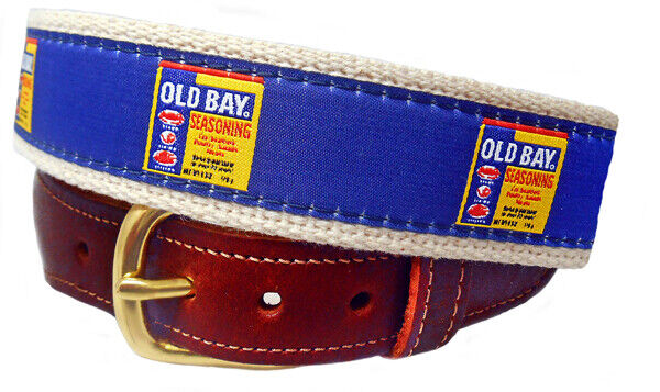 Old Bay Spice Can Premium Leather Tab Belt