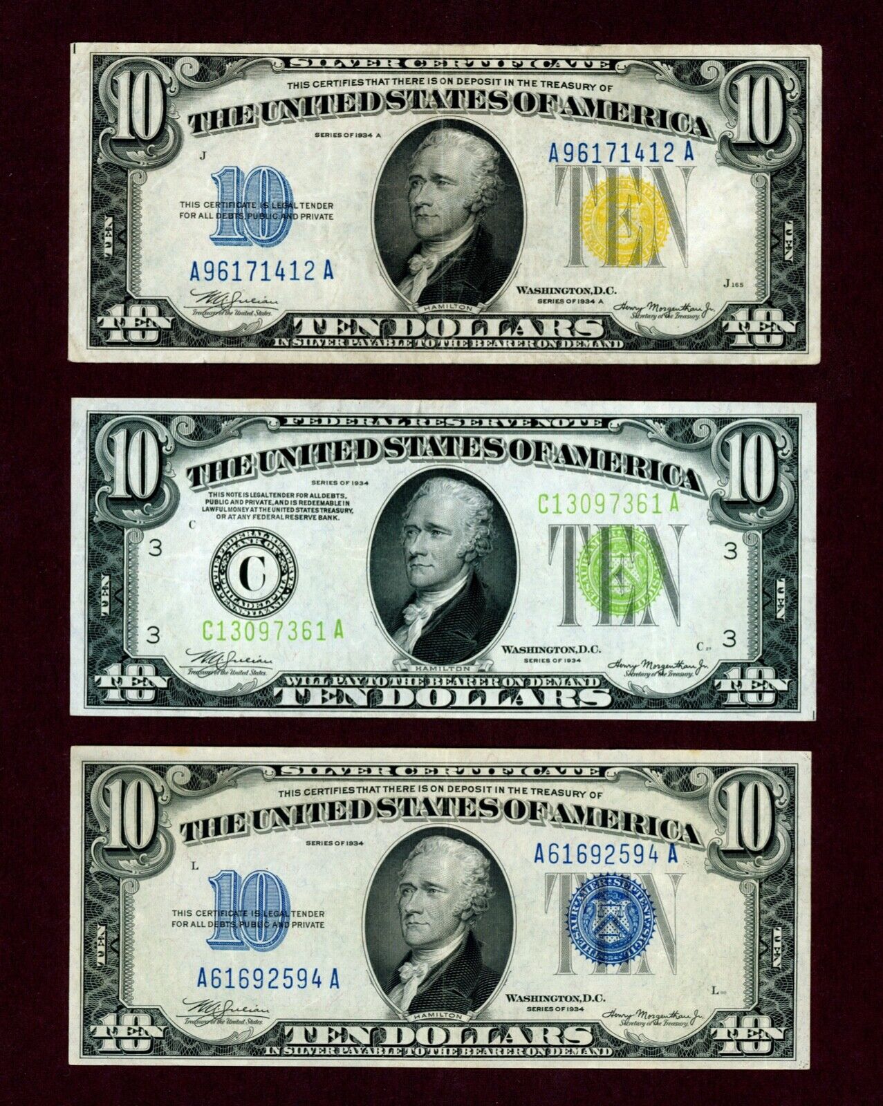 1934 A $10 NO. AFRICA - 1934 $10 \