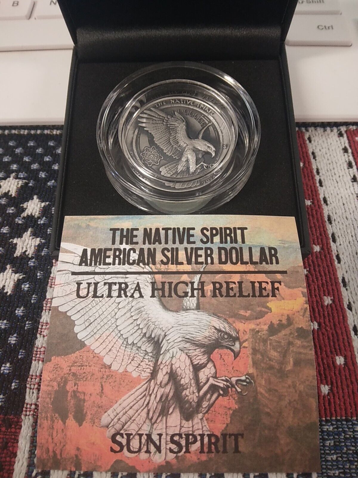 2024 BU Sioux Nation 1 oz Silver UHR Antique Sun Spirit hawk 500 MINTAGE LOT#503