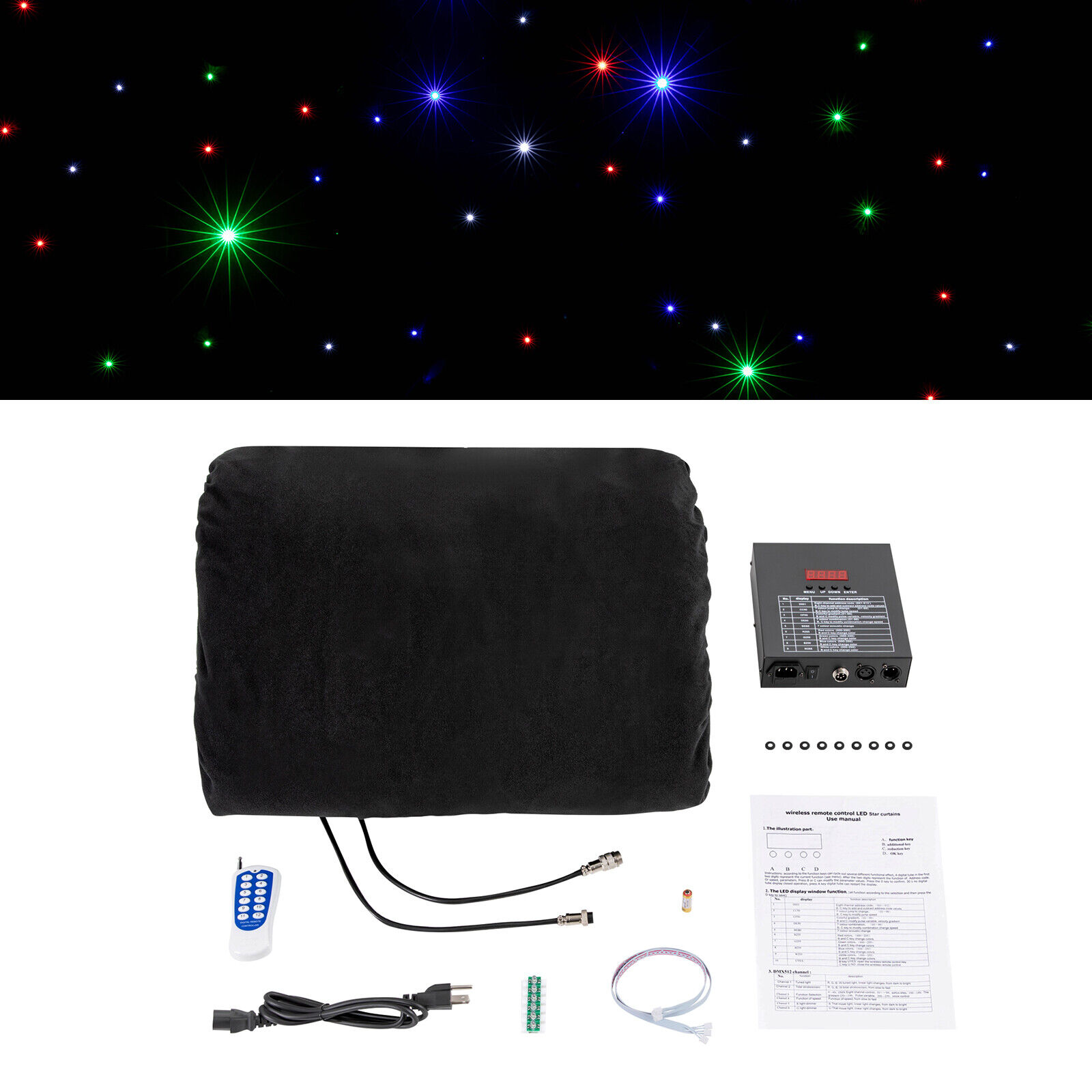 4-Types LED Stage Star Backdrop Wedding Party Xmas Curtain Backdrop DMX Control